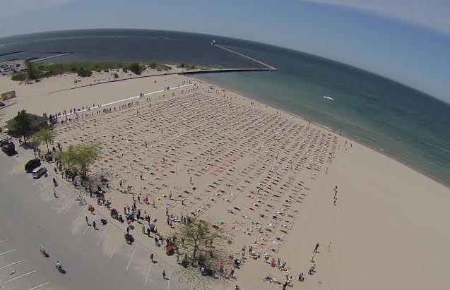 Stearns Park sand angels - aerial view
